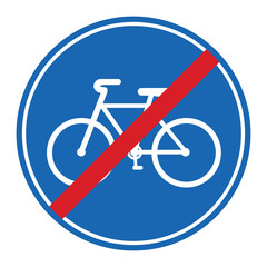 No bicycle parking blue sign. No bike sign with blue background and red strike through