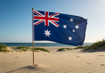 Australian flag on beach