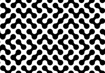Abstract metaballs pattern of random connection black dots on transparent background. Molecular Network Symbol in Black and White for Science, Innovation, Biotech and Digital Branding