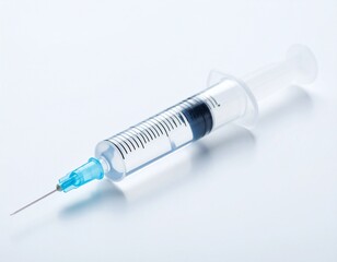 Medical Syringe with Needle on White Background