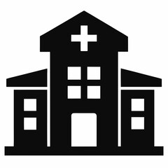 Hospital building silhouette icon on white background