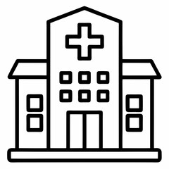 Fototapeta premium Hospital building outline icon on white background