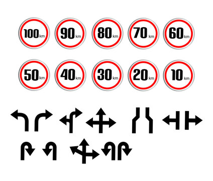 	Flat style arrow collection in various directions. Arrows that are bent, turn, zig zag, crossroads