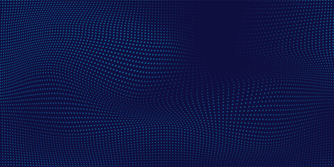 Obraz premium Abstract blue wavy halftone background. Dot pop art sport style modern abstract