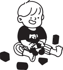 Boy Playing Video Game, Gaming Controller in Hand, Gamer Kid Cartoon, Fun Pose Vector, Transparent Background