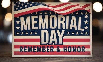 Fototapeta premium Memorial day american flag remembrance design vintage style