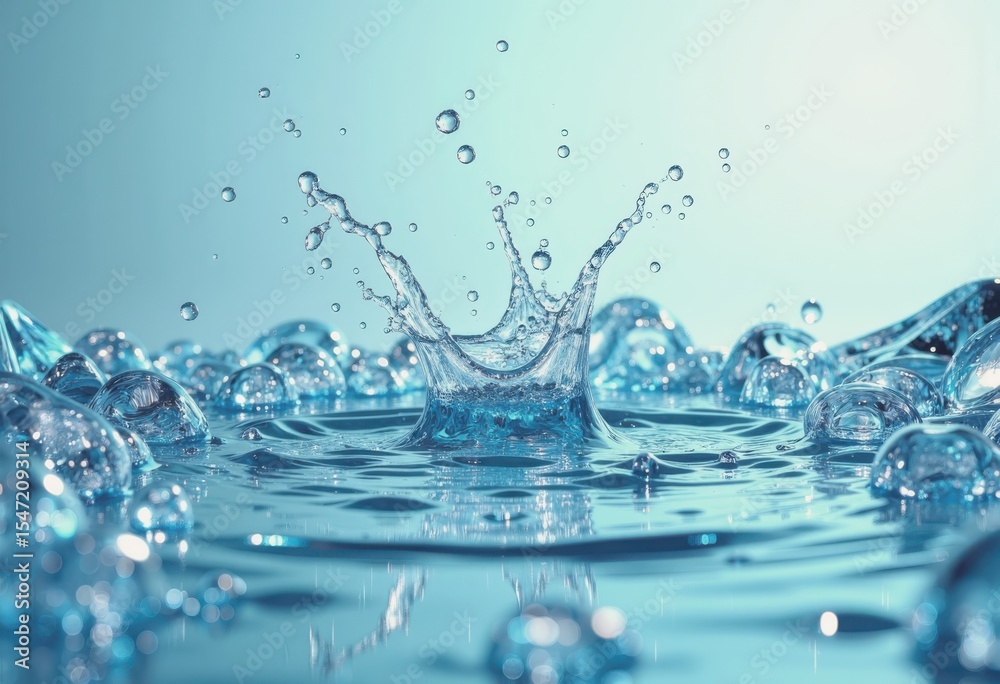 Aufkleber abstract splash of water creating dynamic forms and bubbles