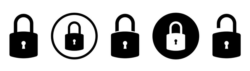 Lock icons set. Locked and unlocked lock icon. Vector illustration.