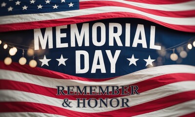 Memorial day waving american flag with remembrance and honor theme