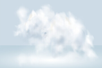 Vector realistic cloud set. Vector weather element on background. Cloud texture, smoke, nature sky or foggy nature illustration isolated on transparent background.