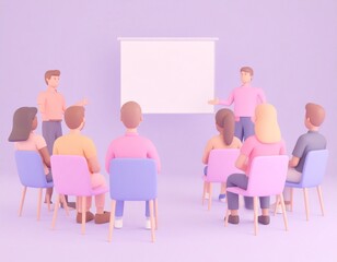 Reskill concept: Soft skills training, interactive avatars discussing.