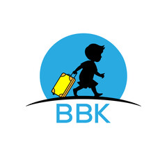 Child Travel Logo Design with Suitcase -BME Kids Trip and Vacation Brand Icon
