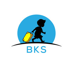 Child Travel Logo Design with Suitcase -BME Kids Trip and Vacation Brand Icon
