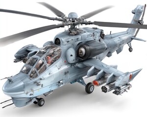 Fototapeta premium Military helicopter, 3D model