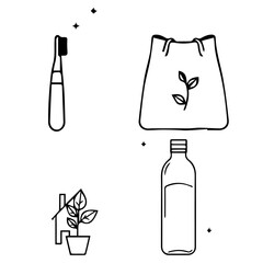 Daily Sustainable Habits Icon Collection – Minimal Line Art medical icons set