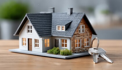 Miniature house model with keys