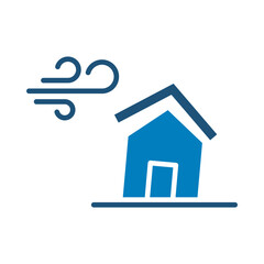 House damage icon vector design due to strong wind in trendy style