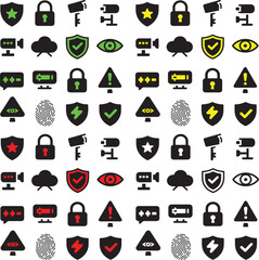 Flat Security and Access Icon Pack — Colorful Vector Symbols for UI and Dashboard
