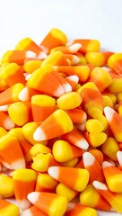 Pile of candy corn candies isolated on white background