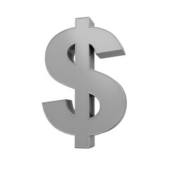 Metallic Dollar Sign A 3D Representation of Currency isolated on transparent background