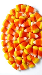 Pile of candy corn candies isolated on white background