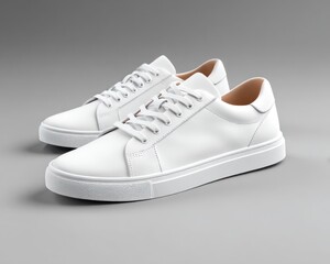 Pair of white leather sneakers