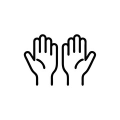 Handdrawn Line Art Two Hands Raised in Prayer or Supplication Gesture vector