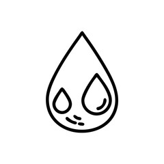 Handdrawn Line Art Water Drop Two Smaller Drops Inside Larger Drop Simple Design
