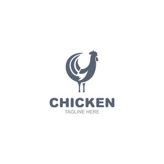 Chicken logo design farm poultry vintage, Isolated hen vector Illustration on white background
