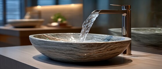 Modern bathroom sink with flowing water (2)