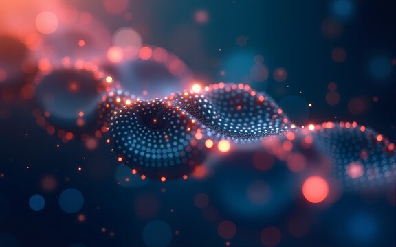 3D Rendering Abstract Dots and Circles Corona Chemistry Background. High quality