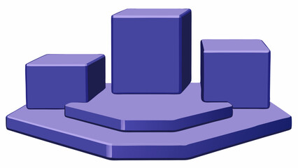Realistic Vector Rectangular Stages in Multiple Sizes and Heights Grouped Display with Shadows on White Background.

