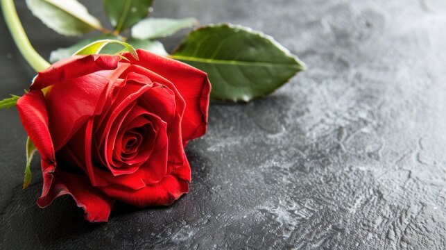 Red rose, dark background, sympathy card design