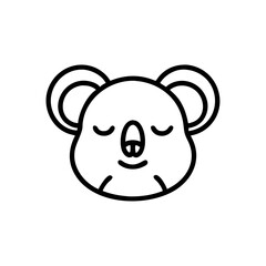Handdrawn Koala Bear Face Cute Cartoon Line Art Icon vector