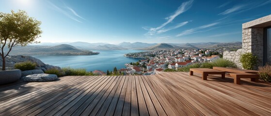 Panoramic view of a town nestled in a valley
