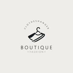Clothes hanger logo design for business, boutique, lifestyle fashion clothing template