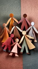 Paper cutouts of diverse people, circle