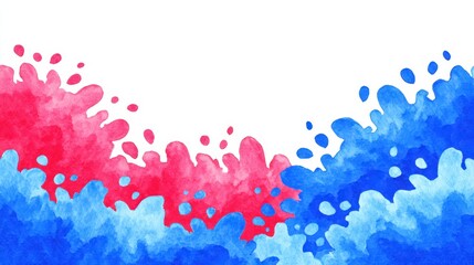 Fototapeta premium Abstract French Flag Watercolor Splashes on Canvas with Copy Space for French National Day Celebration