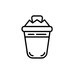 Handdrawn Line Art Trash Can Icon Filled Waste Container Symbol vector