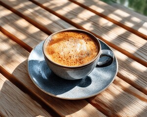 Latte on wooden table