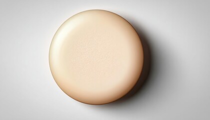 Minimalist view of a smooth, round, beige food item.