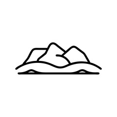 Handdrawn Line Art Mountainscape Simple Minimalist Landscape Three Peaks Water River