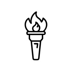 Handdrawn Line Art Torch Icon Flaming Fire Symbol flame