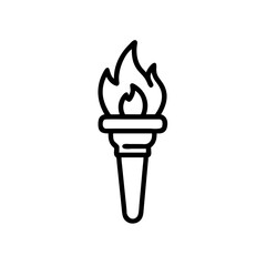 Handdrawn Line Art Torch Icon Flaming Fire Symbol flame 1