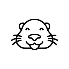 Handdrawn Happy Otter Face Cute Cartoon Animal Line Art Icon Simple Design vector