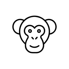 Handdrawn Simple Line Art Monkey Head Icon Design primate animal