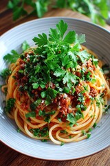 Pasta dish with meat sauce