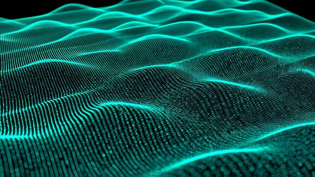 Abstract turquoise wave patterns flowing, digital network visualization concept, modern graphic design