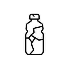 Handdrawn Line Art Cracked Plastic Bottle Icon broken damage