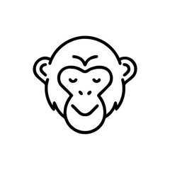 Handdrawn Line Art Chimpanzee Monkey Head Calm Face Simple Icon primate